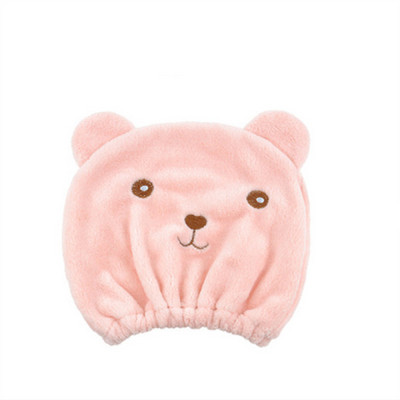 1Gb Cartoon Cute Bear dušas cepure mikrošķiedras matu turbāns ātri izžūst matu cepure, ietīta dvielī, dušas cepure Vannas istabas vāciņš