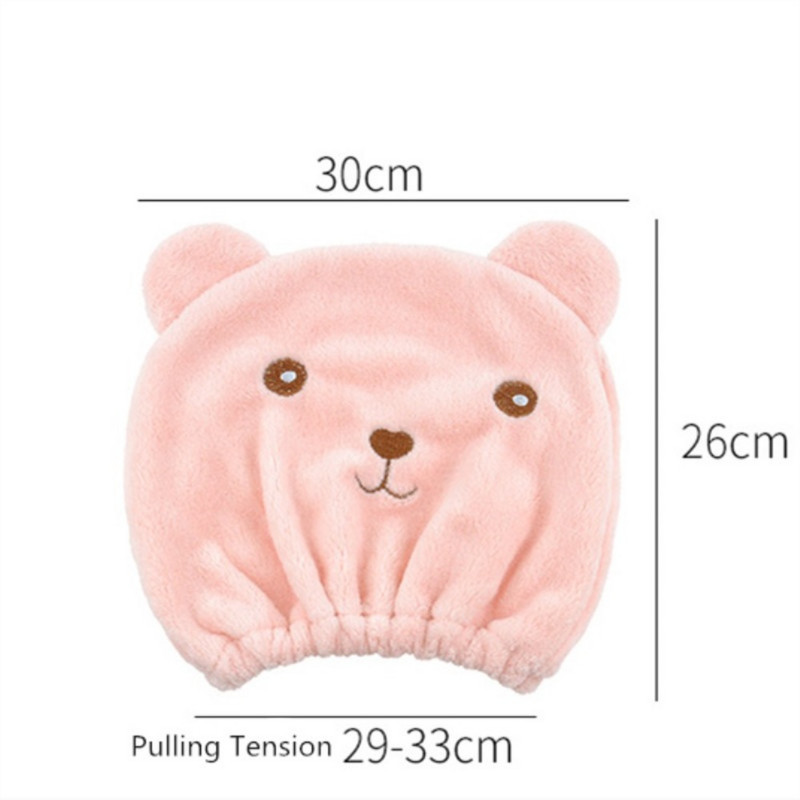 1Gb Cartoon Cute Bear dušas cepure mikrošķiedras matu turbāns ātri izžūst matu cepure, ietīta dvielī, dušas cepure Vannas istabas vāciņš