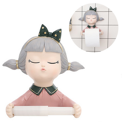 3D armsa tüdruku koomiksikujuline tualettpaberihoidja seinale kinnitatav paberirulli hoidik vannitoaköögi kodukaunistus