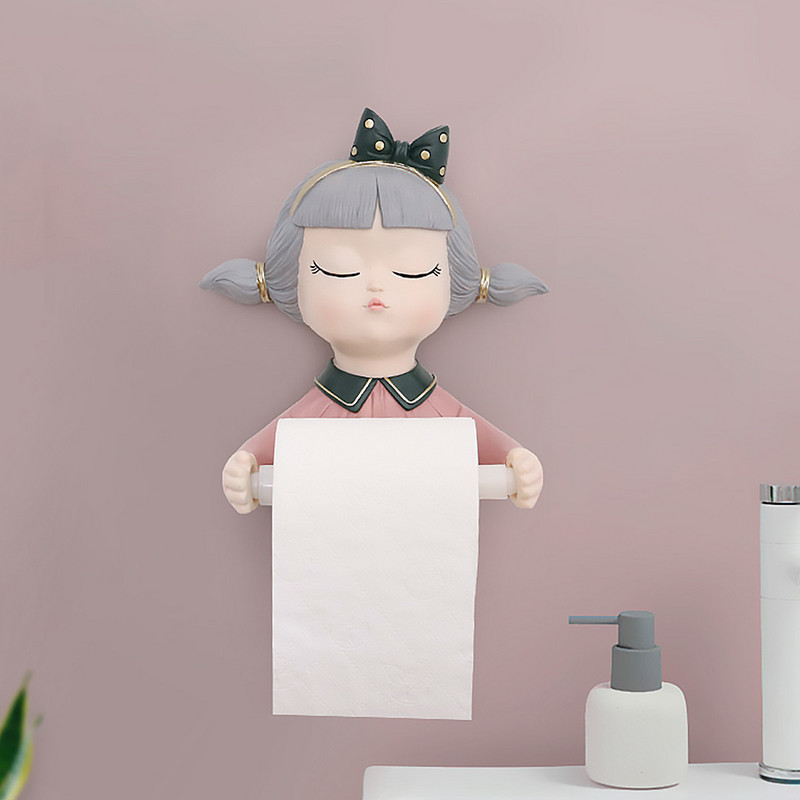 3D armsa tüdruku koomiksikujuline tualettpaberihoidja seinale kinnitatav paberirulli hoidik vannitoaköögi kodukaunistus