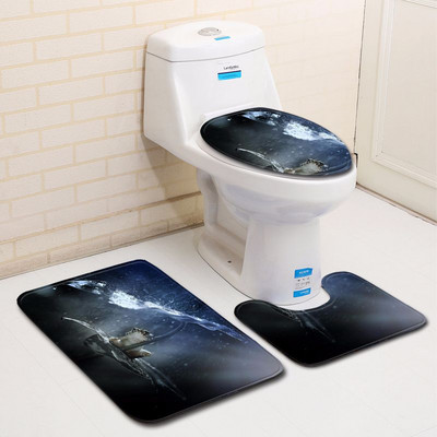 Zeegle Frog Drukāts vannas paklājiņš Vannas istabas neslīdošs paklājiņš tualetei 3gab Vannas istabas paklāja vannas paklāja komplekts Mazgājami vannas paklāji Grīdas paklāji