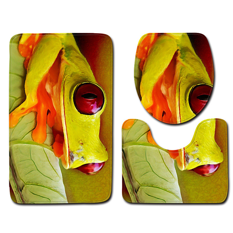 Zeegle Frog Drukāts vannas paklājiņš Vannas istabas neslīdošs paklājiņš tualetei 3gab Vannas istabas paklāja vannas paklāja komplekts Mazgājami vannas paklāji Grīdas paklāji