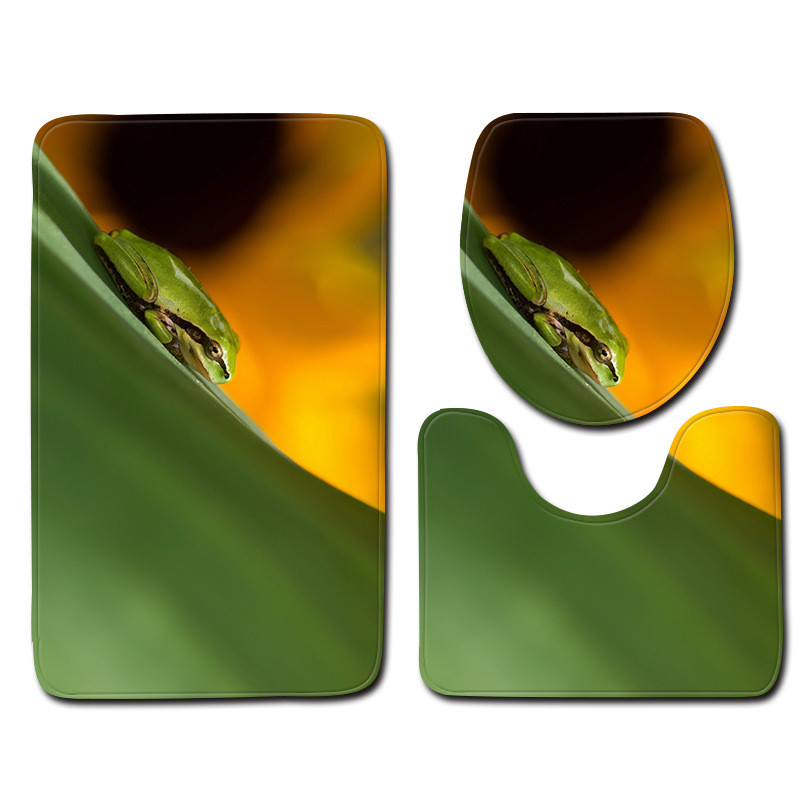 Zeegle Frog Drukāts vannas paklājiņš Vannas istabas neslīdošs paklājiņš tualetei 3gab Vannas istabas paklāja vannas paklāja komplekts Mazgājami vannas paklāji Grīdas paklāji