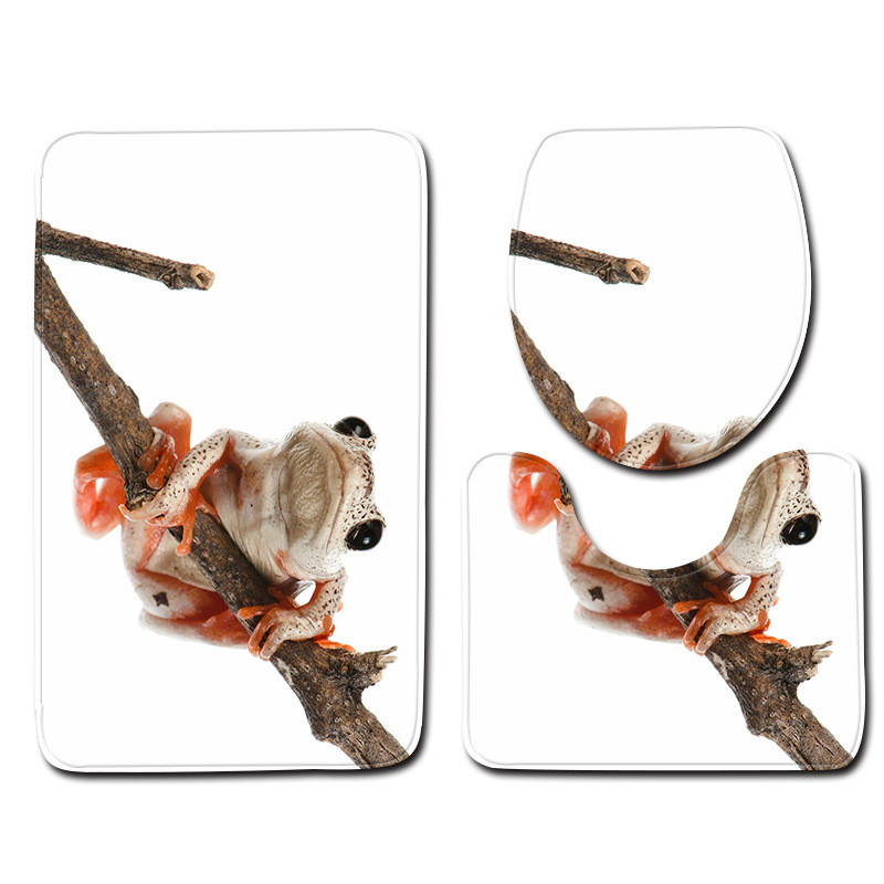 Zeegle Frog Drukāts vannas paklājiņš Vannas istabas neslīdošs paklājiņš tualetei 3gab Vannas istabas paklāja vannas paklāja komplekts Mazgājami vannas paklāji Grīdas paklāji