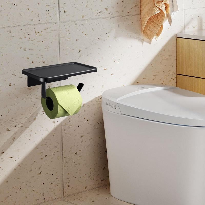 Tualeto popieriaus laikiklis su lentyna Tualeto popieriaus laikiklis su telefono lentyna daugiafunkcia vonios kambario laikymo lentyna ritininio popieriaus laikiklis