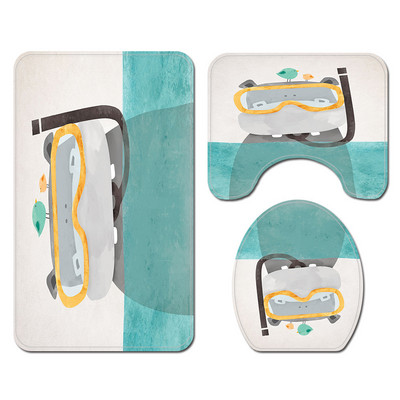 Vannas istabas paklājiņš Vannas paklājiņi un jauka lāča apdruka Shwer aizkaru komplekts Absorbējošs tualetes sēdekļa pārsegs Mājas dekors Vannas istabas paklāja paklājs