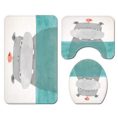 Vannas istabas paklājiņš Vannas paklājiņi un jauka lāča apdruka Shwer aizkaru komplekts Absorbējošs tualetes sēdekļa pārsegs Mājas dekors Vannas istabas paklāja paklājs