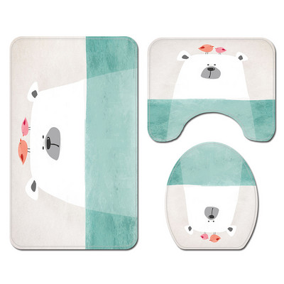 Vannas istabas paklājiņš Vannas paklājiņi un jauka lāča apdruka Shwer aizkaru komplekts Absorbējošs tualetes sēdekļa pārsegs Mājas dekors Vannas istabas paklāja paklājs