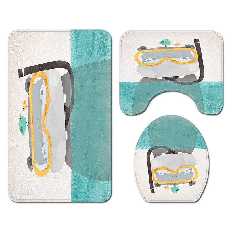 Vannas istabas paklājiņš Vannas paklājiņi un jauka lāča apdruka Shwer aizkaru komplekts Absorbējošs tualetes sēdekļa pārsegs Mājas dekors Vannas istabas paklāja paklājs