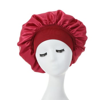 10 PCS New Fshion Women Saten Night Sleep Cap Hair Bonet Hat Копринено покривало за глава Широка еластична лента