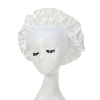 10 PCS New Fshion Women Saten Night Sleep Cap Hair Bonet Hat Копринено покривало за глава Широка еластична лента