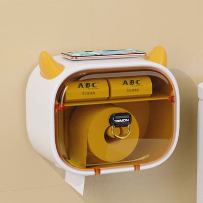 Little Devil caurspīdīga salvešu kaste pie sienas stiprināma noņemama tualetes ruļļa papīra turētājs 2 slāņu uzglabāšanas turētājs vannas istabas salvešu kaste