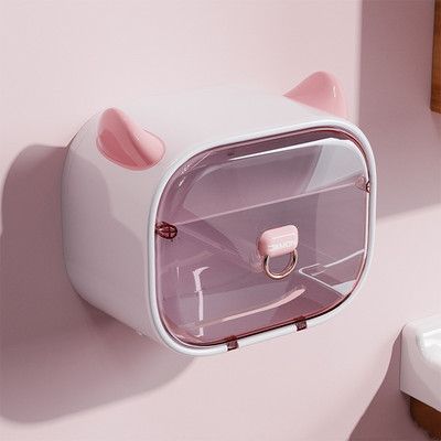 Little Devil caurspīdīga salvešu kaste pie sienas stiprināma noņemama tualetes ruļļa papīra turētājs 2 slāņu uzglabāšanas turētājs vannas istabas salvešu kaste