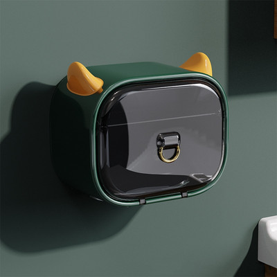 Little Devil caurspīdīga salvešu kaste pie sienas stiprināma noņemama tualetes ruļļa papīra turētājs 2 slāņu uzglabāšanas turētājs vannas istabas salvešu kaste