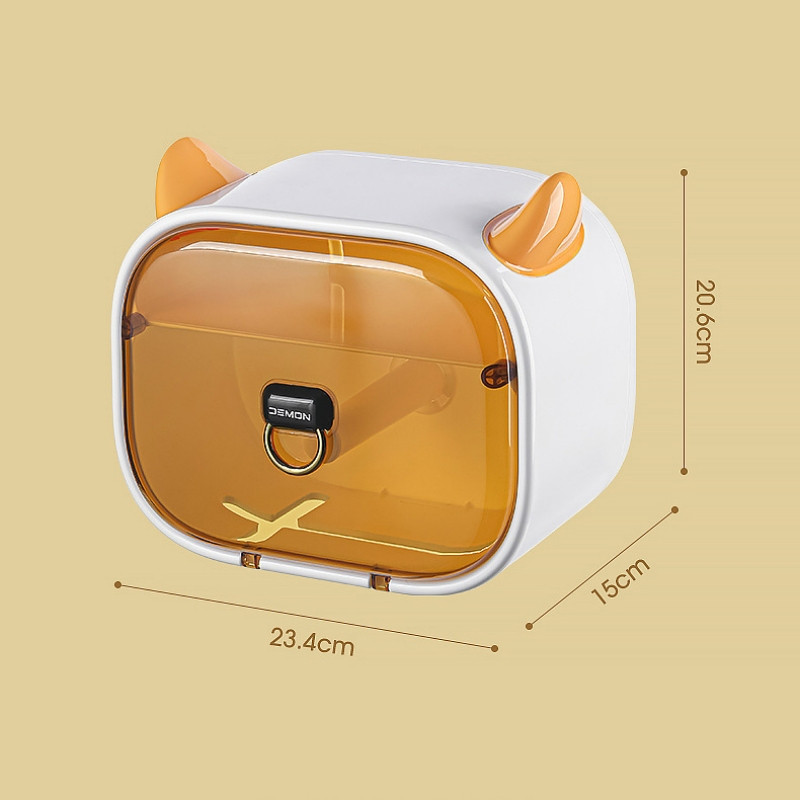 Little Devil caurspīdīga salvešu kaste pie sienas stiprināma noņemama tualetes ruļļa papīra turētājs 2 slāņu uzglabāšanas turētājs vannas istabas salvešu kaste