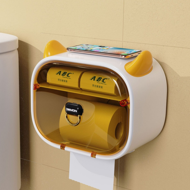 Little Devil caurspīdīga salvešu kaste pie sienas stiprināma noņemama tualetes ruļļa papīra turētājs 2 slāņu uzglabāšanas turētājs vannas istabas salvešu kaste