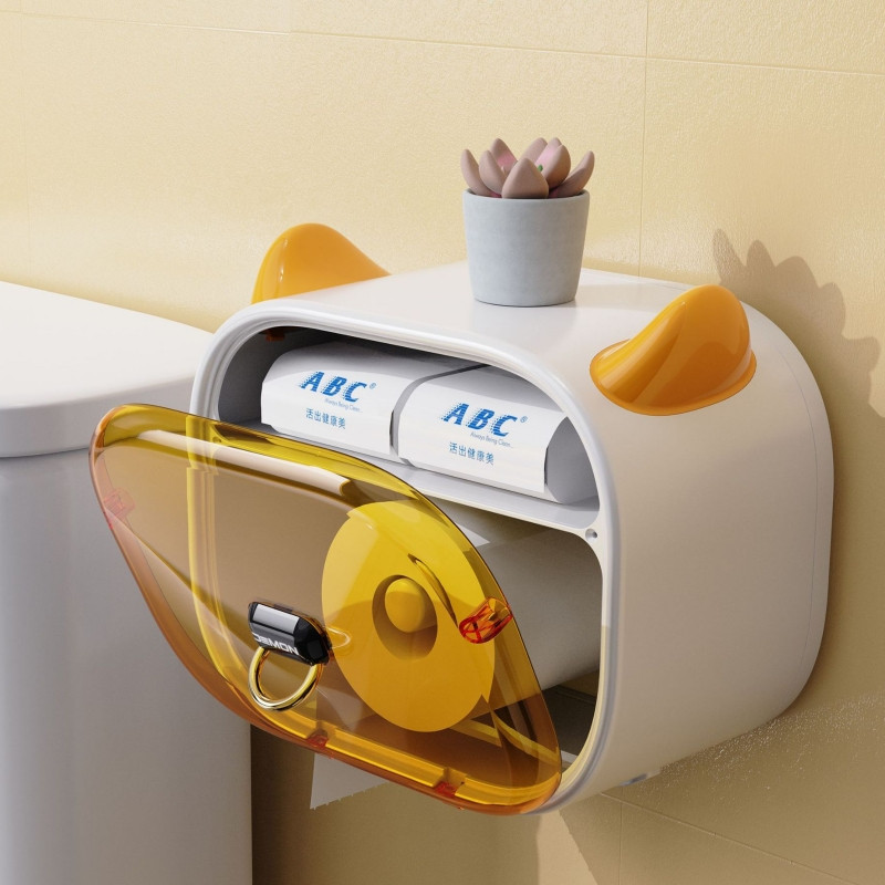 Little Devil caurspīdīga salvešu kaste pie sienas stiprināma noņemama tualetes ruļļa papīra turētājs 2 slāņu uzglabāšanas turētājs vannas istabas salvešu kaste