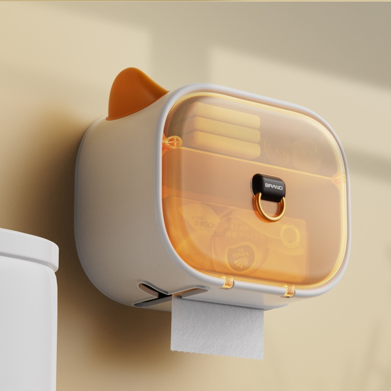Little Devil caurspīdīga salvešu kaste pie sienas stiprināma noņemama tualetes ruļļa papīra turētājs 2 slāņu uzglabāšanas turētājs vannas istabas salvešu kaste