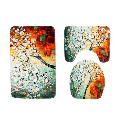 Zeegle 3gab Vannas paklājiņš Vannas paklāju komplekts Pretslīdošs tualetes paklājiņš Pjedestāla paklāja vāks Tualetes pārvalks Vannas paklāji Absorbējoši dušas kāju paklājiņi