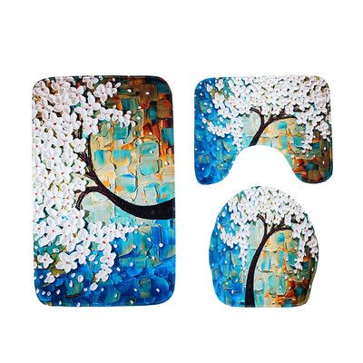 Zeegle 3gab Vannas paklājiņš Vannas paklāju komplekts Pretslīdošs tualetes paklājiņš Pjedestāla paklāja vāks Tualetes pārvalks Vannas paklāji Absorbējoši dušas kāju paklājiņi