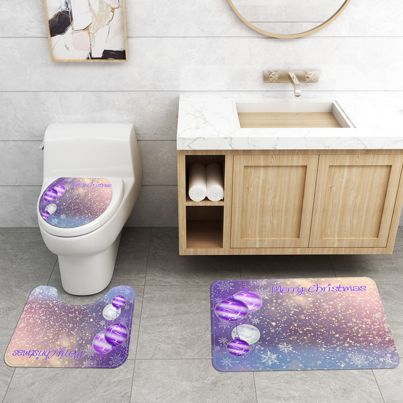 Božićna prostirka za tuš Set zavjesa za toalet WC prostirka Podna prostirka za kupaonicu sa zavjesom za tuš Neklizajuće prostirke Poklopac za WC školjku Prostirka za kupanje