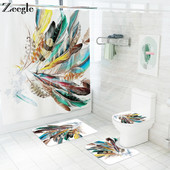 Ar spalvu apdrukātu paklāju grīdas paklāji Durvju paklāji Vannas istabas dušas starpsienas dušas aizkari Poliesters ar vannas istabas paklājiņu komplektu 4 gab.