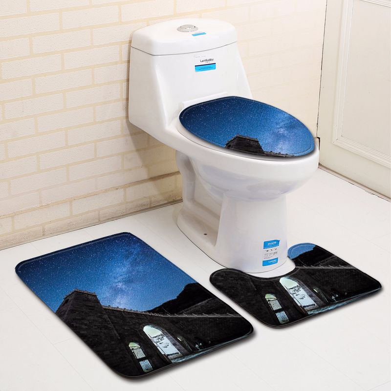 Zeegle 3gab./komplekts Vannas istabas paklājiņu komplekts Nakts skats Raksts Tualetes grīdas paklāji Spilvens vāks Tualetes pārvalks Flaneļa vannas paklājiņa komplekts Vannas istabas paklājs