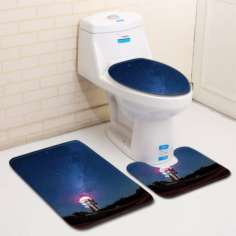 Zeegle 3gab./komplekts Vannas istabas paklājiņu komplekts Nakts skats Raksts Tualetes grīdas paklāji Spilvens vāks Tualetes pārvalks Flaneļa vannas paklājiņa komplekts Vannas istabas paklājs