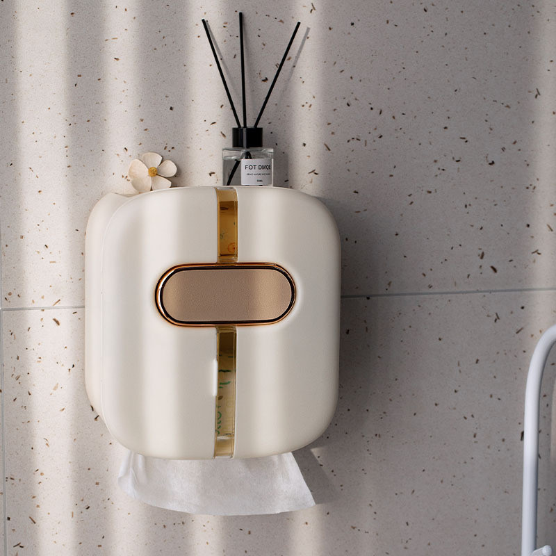 Daudzfunkcionāla uzglabāšanas kaste Pie sienas stiprināma salvešu kaste 3 slāņu uzglabāšanas noņemams rullīšu papīra turētājs Vannas istabas ūdensnecaurlaidīgs organizators