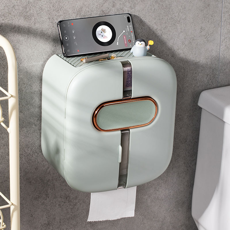 Daudzfunkcionāla uzglabāšanas kaste Pie sienas stiprināma salvešu kaste 3 slāņu uzglabāšanas noņemams rullīšu papīra turētājs Vannas istabas ūdensnecaurlaidīgs organizators