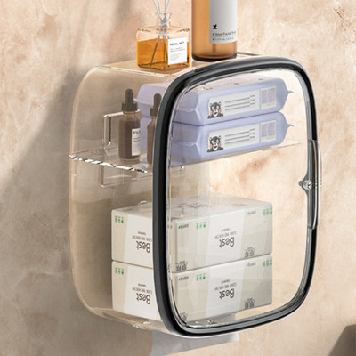 Pie sienas stiprināma ūdensnecaurlaidīga salvešu kastīte 2 slāņu glabāšanas augšpusē noņemams tualetes ruļļa papīra turētājs vannas istabas salvešu kastes turētājs