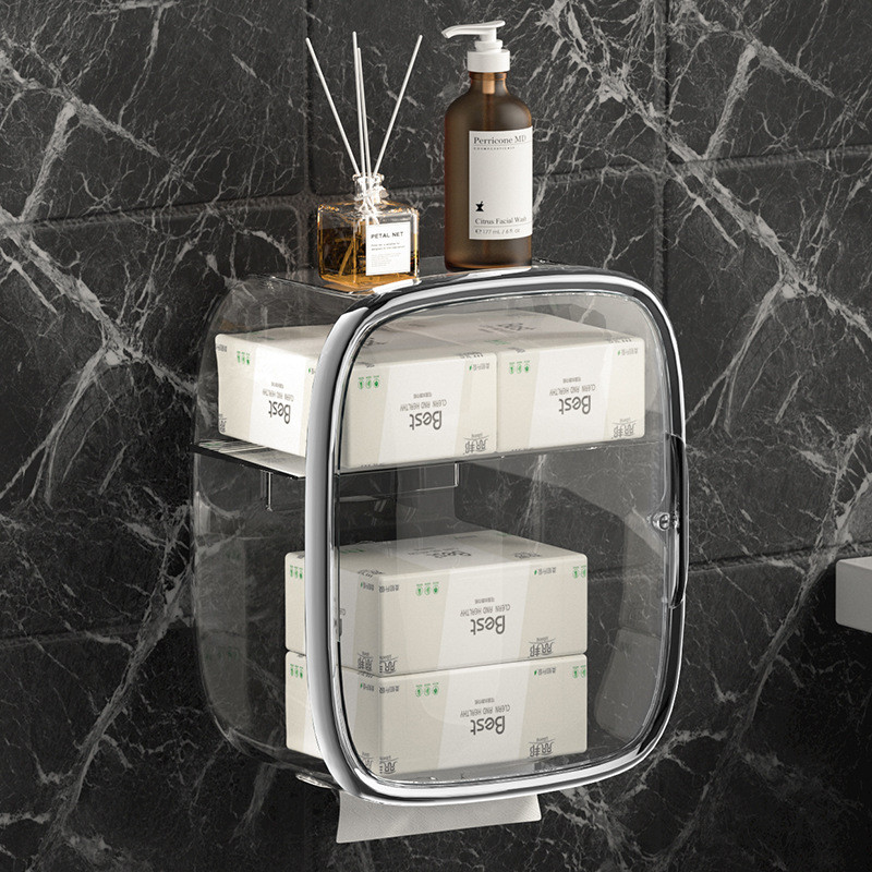 Pie sienas stiprināma ūdensnecaurlaidīga salvešu kastīte 2 slāņu glabāšanas augšpusē noņemams tualetes ruļļa papīra turētājs vannas istabas salvešu kastes turētājs