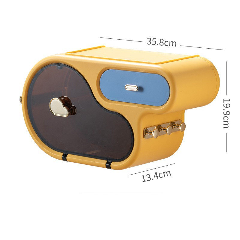 Pie sienas stiprināms salvešu turētājs ar āķi daudzfunkcionālu atvilktni Glabāšanas augšpuse Vannas istabas Ūdensnecaurlaidīga rullopapīra organizatora turētājs