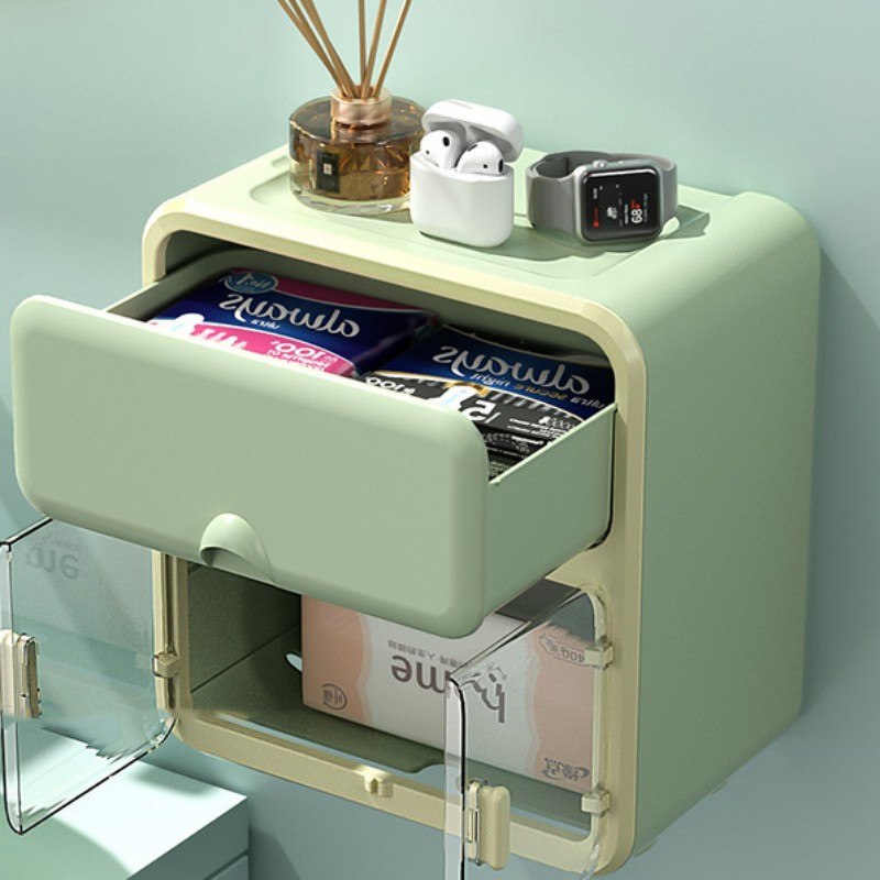 Daudzfunkciju luksusa salvešu turētājs 2 slāņu atvilktņu uzglabāšanas caurspīdīgs noņemams rullopapīra turētājs vannas istabas audu organizatora kaste