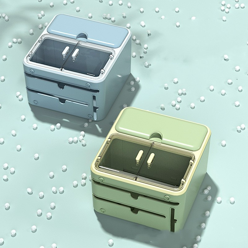 Daudzfunkciju luksusa salvešu turētājs 2 slāņu atvilktņu uzglabāšanas caurspīdīgs noņemams rullopapīra turētājs vannas istabas audu organizatora kaste