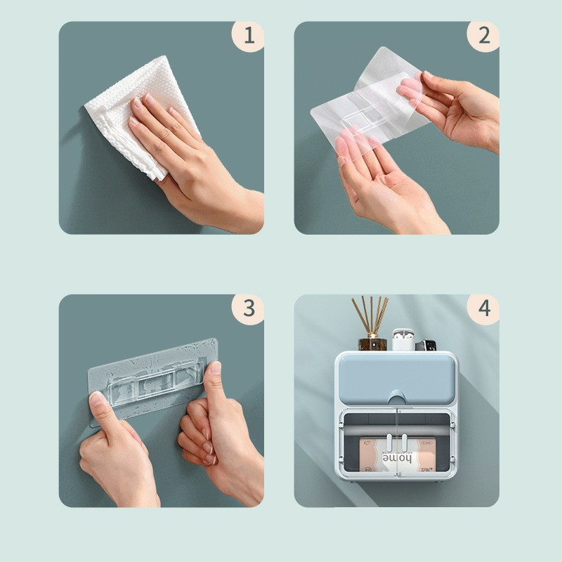 Daudzfunkciju luksusa salvešu turētājs 2 slāņu atvilktņu uzglabāšanas caurspīdīgs noņemams rullopapīra turētājs vannas istabas audu organizatora kaste