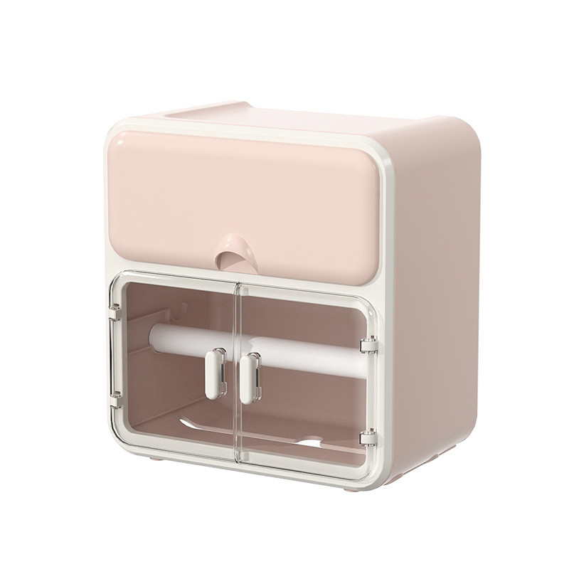 Daudzfunkciju luksusa salvešu turētājs 2 slāņu atvilktņu uzglabāšanas caurspīdīgs noņemams rullopapīra turētājs vannas istabas audu organizatora kaste