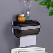Caurspīdīgs pie sienas stiprināms salvešu kastīte, ūdensnecaurlaidīga augšējā glabāšana mobilā telefona turētājs tualetes rullopapīra turētājs vannas istabas salvešu futrālis