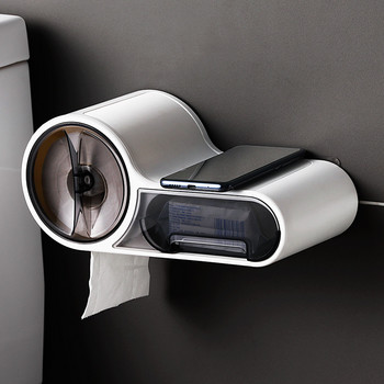 Мултифункционален креативен държач за тоалетна хартия, монтиран на стена 2 ремъка, чекмедже за съхранение, торба за боклук, съхранение, органайзер за кърпички за баня