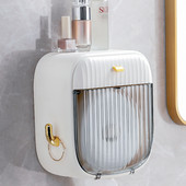 Ūdensnecaurlaidīgs pie sienas stiprināms salvešu turētājs ar āķi 2 slāņu atvilktņu uzglabāšanas tualetes rullopapīra kastīšu turētājs Mājas vannas istabas piederumi