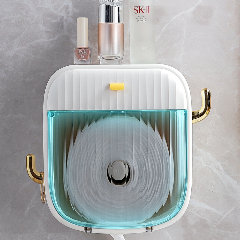 Ūdensnecaurlaidīgs pie sienas stiprināms salvešu turētājs ar āķi 2 slāņu atvilktņu uzglabāšanas tualetes rullopapīra kastīšu turētājs Mājas vannas istabas piederumi