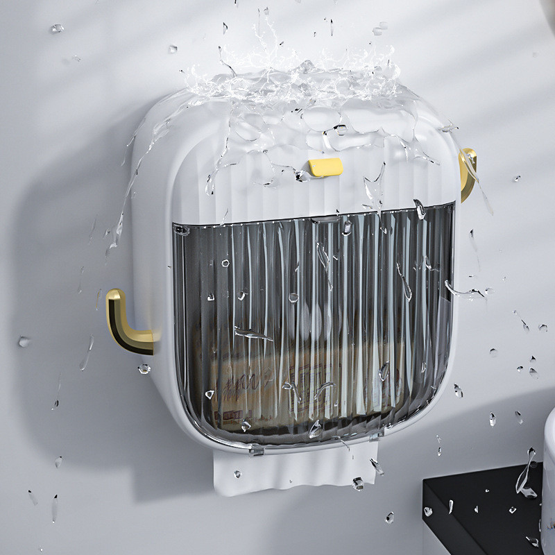 Ūdensnecaurlaidīgs pie sienas stiprināms salvešu turētājs ar āķi 2 slāņu atvilktņu uzglabāšanas tualetes rullopapīra kastīšu turētājs Mājas vannas istabas piederumi