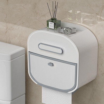 Daudzfunkcionāla atvilktne Tualetes papīra kastīte Pie sienas stiprināms ūdensnecaurlaidīgs rullopapīra turētājs augšējais glabāšanas veids mājas vannas istabas audu organizatora futrālis