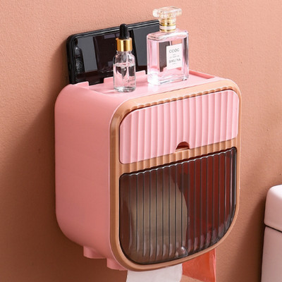 2 slāņu ūdensnecaurlaidīgs tualetes papīra turētājs Pie sienas stiprināms caurspīdīgs atvilktnes glabāšanas augšējais organizators Vannas istabas noņemams salvešu turētājs
