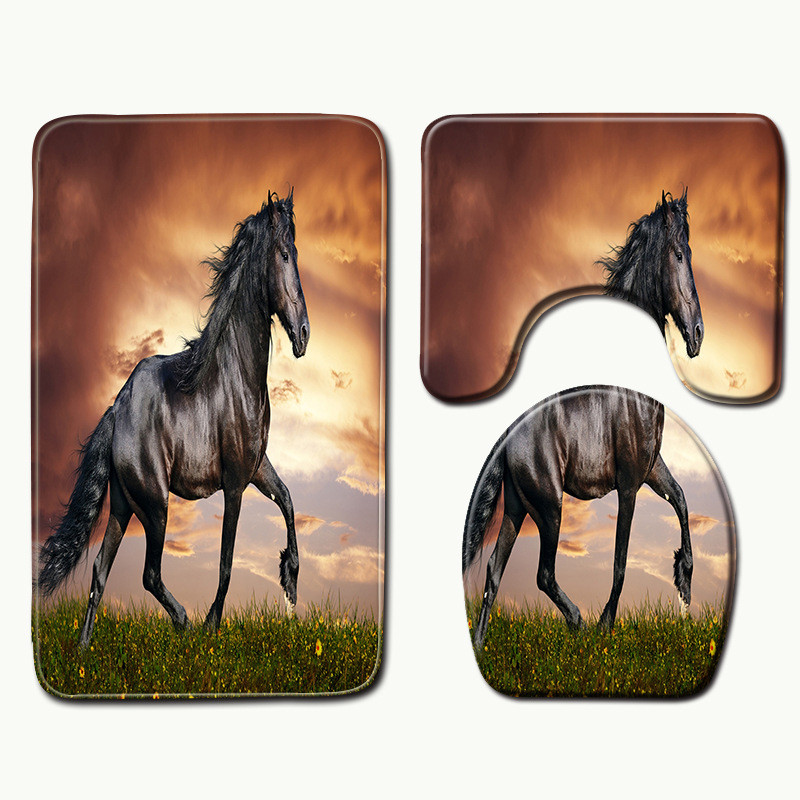 Zeegle vannas paklājiņu komplekts vannas istabas tualetes paklāju komplektam Flaneļa neslīdošu paklāju komplekts tualetes vāka pārsegs dušas istabas paklāja grīdas paklāji