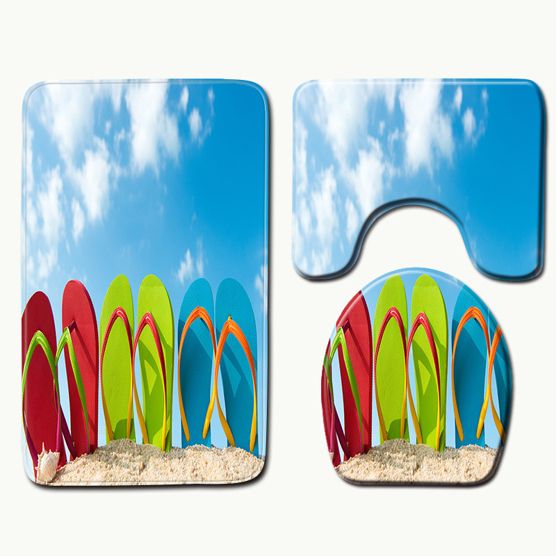 Zeegle vannas paklājiņu komplekts vannas istabas tualetes paklāju komplektam Flaneļa neslīdošu paklāju komplekts tualetes vāka pārsegs dušas istabas paklāja grīdas paklāji