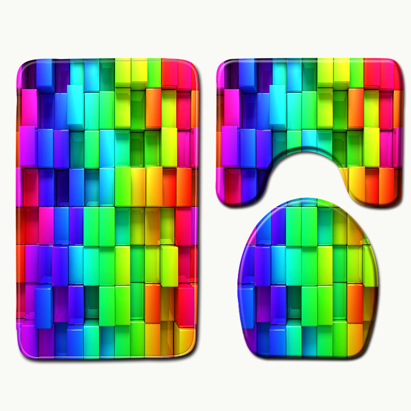 Zeegle vannas paklājiņu komplekts vannas istabas tualetes paklāju komplektam Flaneļa neslīdošu paklāju komplekts tualetes vāka pārsegs dušas istabas paklāja grīdas paklāji