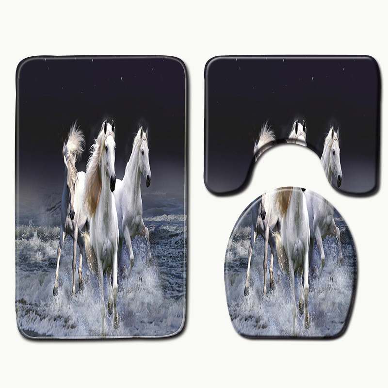 Zeegle vannas paklājiņu komplekts vannas istabas tualetes paklāju komplektam Flaneļa neslīdošu paklāju komplekts tualetes vāka pārsegs dušas istabas paklāja grīdas paklāji