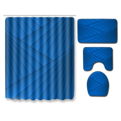 Zavjesa za tuširanje s prugama u boji i tepih za kupaonicu Ventil za kupaonicu Upijajuća podloga za WC školjku Neklizajuća prostirka za noge za kupaonicu