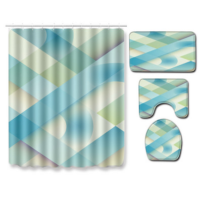 Zavjesa za tuširanje s prugama u boji i tepih za kupaonicu Ventil za kupaonicu Upijajuća podloga za WC školjku Neklizajuća prostirka za noge za kupaonicu